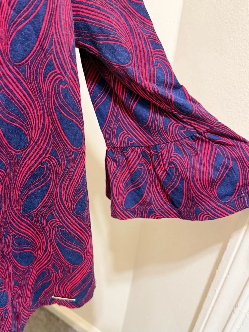 Michael Kors Peasant Paisley Print Blouse Womens Size L